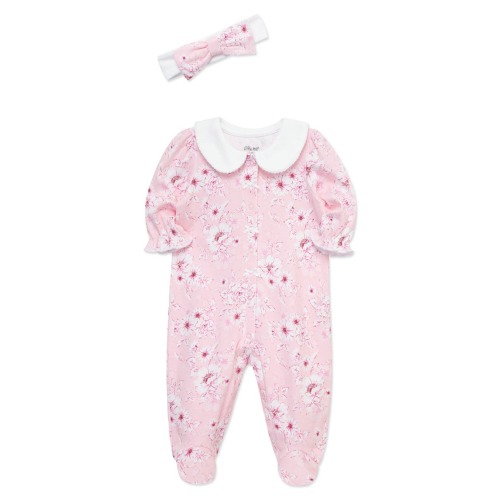 Shaded Roses Cotton Footie & Headband Set