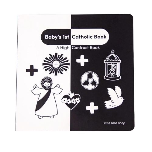 Baby's 1st Catholic Book - High Contrast Board Book with Coated Matte Cover - Promotes Visual & Cognitive Development - Perfect Catholic Gift for Newborns Baby - Black & White
