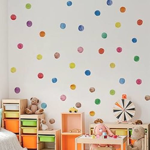 Colorful Polka Dot Wall Decals Watercolor Dots Wall Sticker for Kids Baby Girls Teens and Nursery Room (6 Sheets)