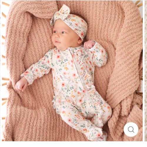 Winnie's Wildflowers Ruffle Zipper Footie | Caden Lane