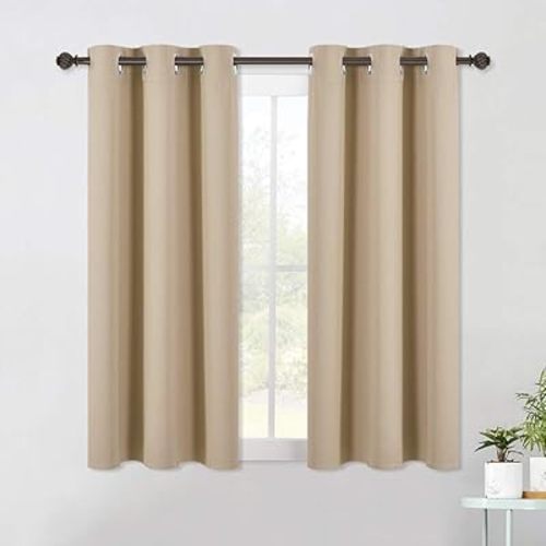 NICETOWN Room Darkening Draperies Window Curtain Panels, Thermal Insulated Grommet Room Darkening Curtains for Bedroom (Biscotti Beige, 2 Panels, W42 x L54)