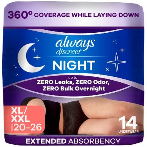 Always Discreet Night Black Women's Incontinence Underwear - Maximum - XL - 14ct