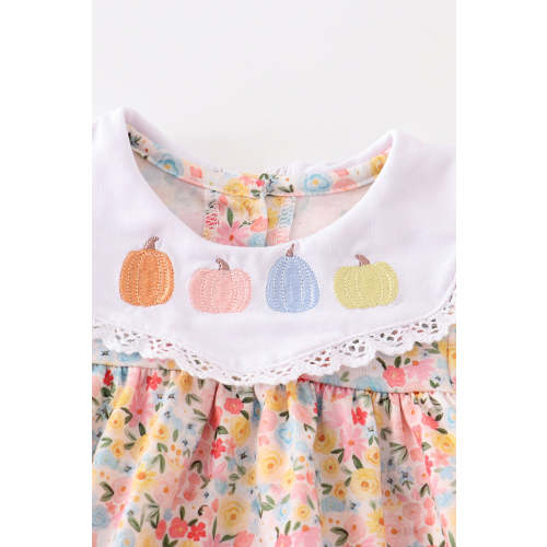 Floral print pumpkin embroidery girl bubble