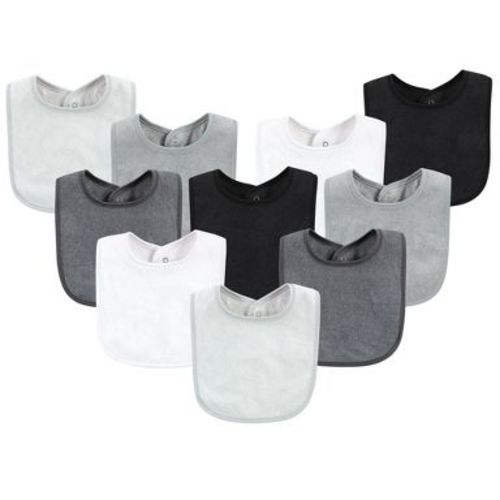 Hudson Baby Unisex Baby Rayon from Bamboo Bib with Waterproof Lining 10pk, Gray White, One Size