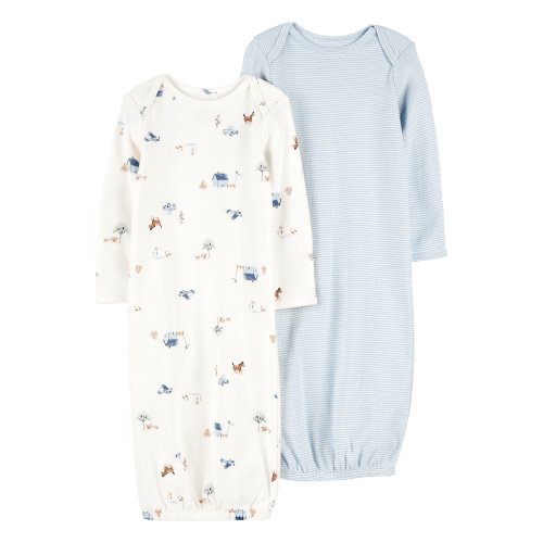 Baby 2-Pack Sleeper Gowns - Blue/White