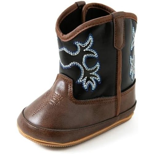 Jastore Infant Baby Boys Girls Booties Newborn Cowboy Boots Toddler Non-Slip Lace Up First Walking Shoes