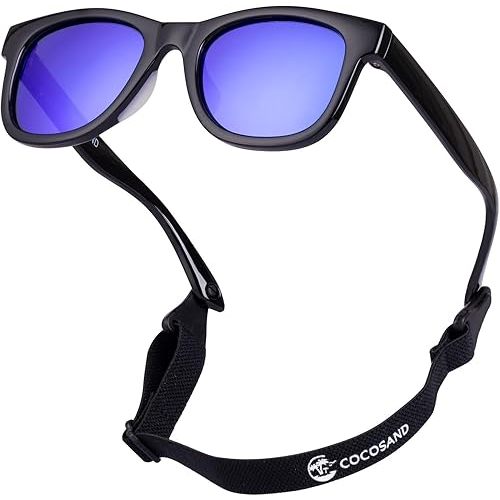 COCOSAND Flexible Baby Sunglasses with Strap Polarized UV Protection for Toddler Infant Newborn Boy Girl Age 0-24 Months