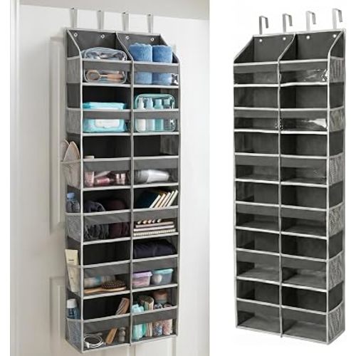 HOMELUX THEORY UPGRADED 6 Tiers Over The Door Organizer Hanging - 100D EXTRA THICK & 50lbs HUGE CAPACITY, 12 Side Mesh Pockets Over The Door Shoe Organizer, Hanging Closet Organizer (Dark Gray, XL)