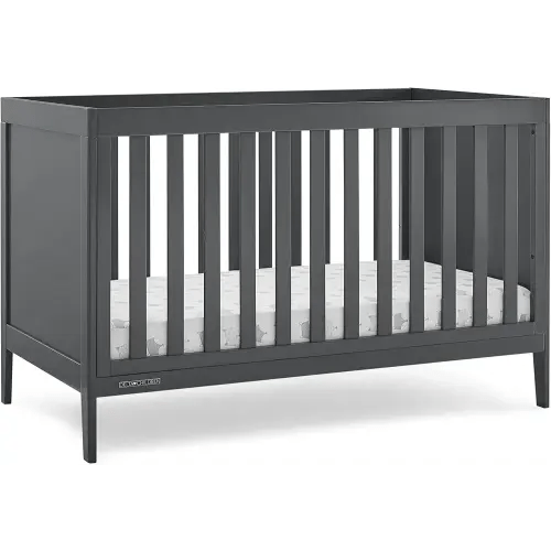 Delta Children Hayes 4-in-1 Convertible Crib - Greenguard Gold Certified, Charcoal Grey
