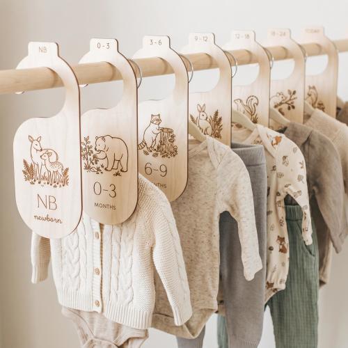Woodland Animal Baby Closet Dividers – Natural Plywood Nursery Organizers