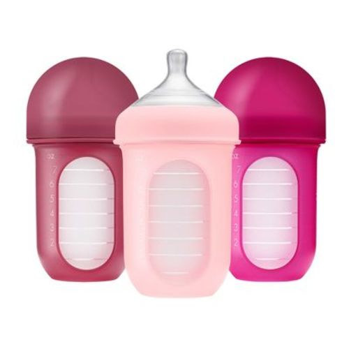 Boon Nursh Silicone Baby Bottles with Collapsible Silicone Pouch - 8 fl oz/3pk