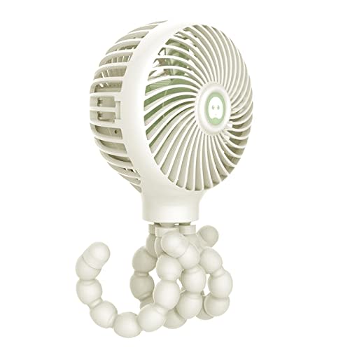 TRELC Mini Handheld Stroller Fan, Personal Portable Baby Fan with Flexible Tripod, 2024 Upgraded Version, Gift for Children, Rechargeable Fan for Office Room Car Traveling BBQ Gym Fan (White)