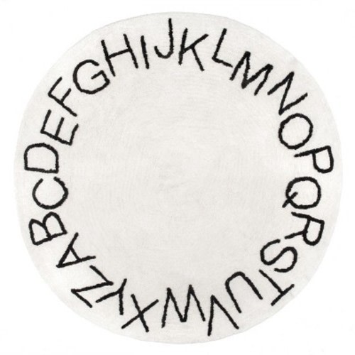 nuLOOM Kids Washable Round Alphabet Rug, Color: Ivory, Size: round 4'