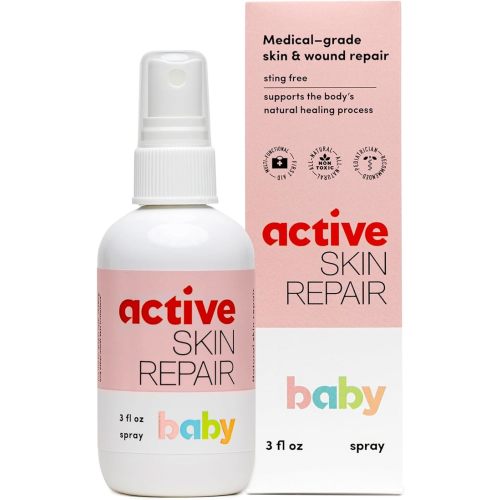 Active Skin Repair Natural, Non-Toxic, No Sting Baby Spray First Aid Safe For Use on Diaper Rash, Baby Acne, Eczema, Cuts, Wounds, Scrapes, and Other Skin Irritations (3 oz. Spray)
