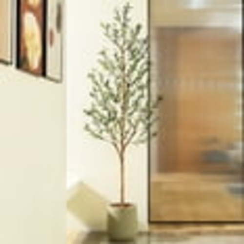 DR.Planzen 7 ft Artificial Olive Tree Indoor, Tall Faux Olive Tree in Black Plastic Pot, Artificial Plants with Natural Wood Trunk and Lifelike Fruits for Home Office Decor