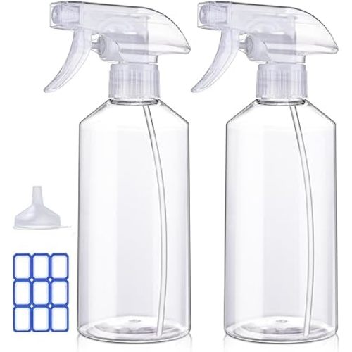 JohnBee Spray Bottles - 16.9oz/2Pack - Premium Adjustable Spray Bottles for Cleaning - No Leak And Clog Mister Spray Bottle - Spray Bottle For Hair, Plants, Pet, Vinegar, And Rubbing Alcohol Reagent