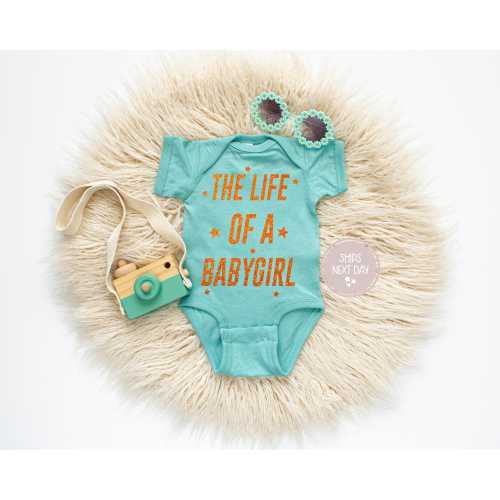 The Life Of a Babygirl Onesie®, Showgirl, Orange Glitter Baby Onesie®, Showgirl Baby Outfit