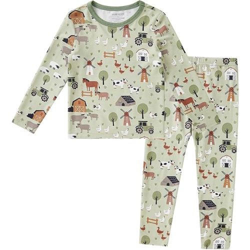 pureborn Baby Viscose From Bamboo Pajamas Set Pjs - Kids Toddler Girl Snug Fit Viscose Sleepwear 2pcs 18M-8Y
