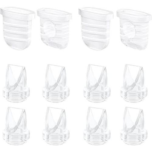 8pcs Duckbill Valves and 4pcs Silicone Diaphragms Compatible with Lansinoh Discreet Duo, eufy E10 S1 S1 Pro,NCVI Nuliie NICEGREEN Life S32 Breast Pump Replacement Parts, S32 Breast Pump Accessories