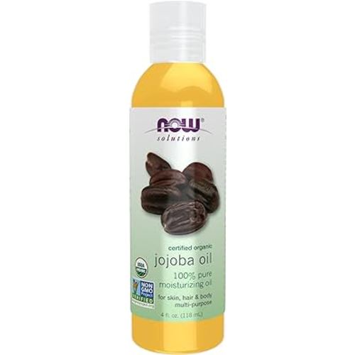 NOW Solutions, Organic Jojoba Oil, Moisturizing Multi-Purpose Oil for Face, Hair and Body, 4-Ounce