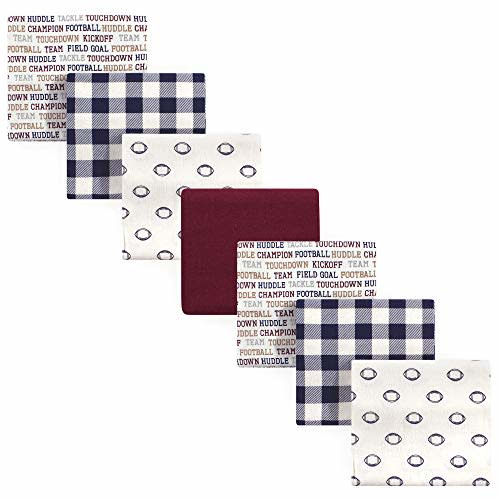 Hudson Baby Unisex Baby Cotton Flannel Receiving Blankets Bundle, Football, One Size