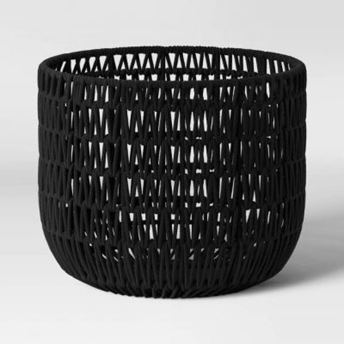 Rope Basket Black - Threshold™: Woven Polyester & Cotton, Decorative Storage Organizer, Round Shape, 16" Width