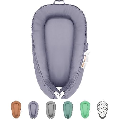 Baby Lounger - Baby Lounger for Newborn 0-24 Months, Baby Nest Breathable & 100% Cotton Cover Adjustable Portable Infant Lounger, Co Sleeper for Baby in Bed, Baby Essentials and Gifts