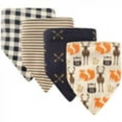 Hudson Baby Cotton Bandana Bibs, 4-Pack, 0-3 Months