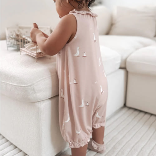 Tutu Goose Pink Bamboo Viscose Bubble Tank Romper | günamüna