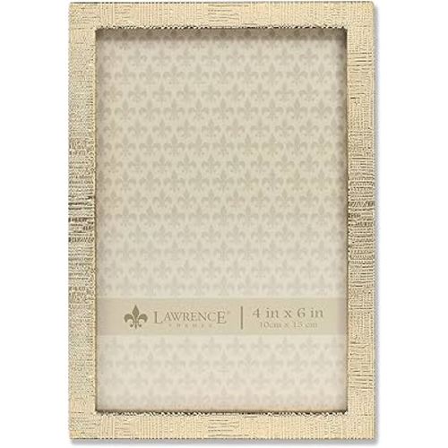 Lawrence Frames 4W x 6-Inch H Gold Metal Picture Frame with Linen Pattern (712346)