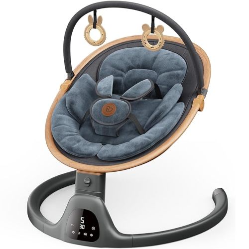 Baby Swings for Infants, Fasonbaby Bluetooth Infant Swing with Music Speaker with 3 Seat Positions, 5 Speeds and Remote Control - Portable Baby Swing for Indoor and Outdoor (Black)