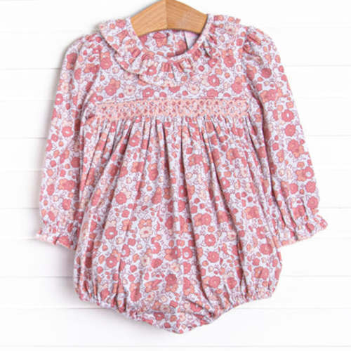 Florals of Fall Smocked Bubble, Brown – Stitchy Fish