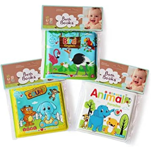 Baby Bath Books-3PCS,Bathtub Toys Floating Waterproof Educational Bath Toy Books for Toddlers-Animal Books,Count Books,Bird Books for Bath time