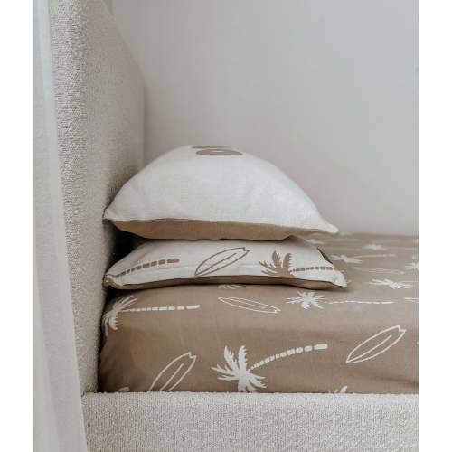 Bengali Bedding | Fitted Jersey Cotton Sheet - Natural Surfing Palm