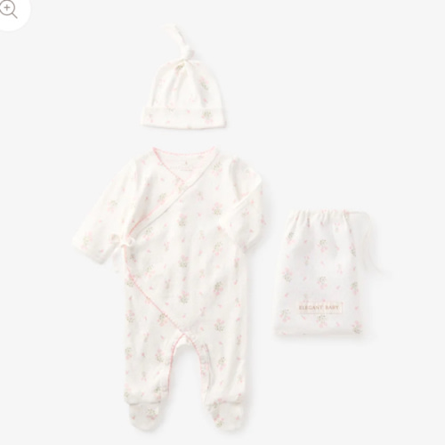 Folklore Floral Organic Cotton Pointelle Layette 2PC Set – Elegant Baby