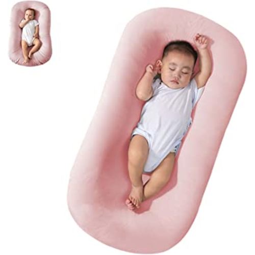 Baby Lounger Pillow Soft Organic Cotton Breathable Lounger for 0-18 Months, Newborn Lounger for Baby, Baby Lounger for Newborn (Pink)