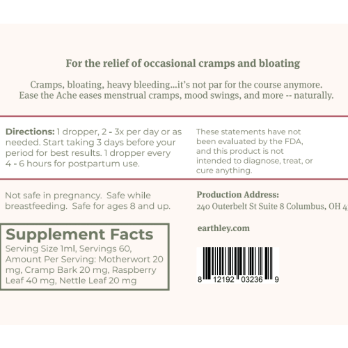 Ease the Ache - For Cramps, Bloating, Mood Swings, and Afterpains - 4 oz., Alcohol-Free