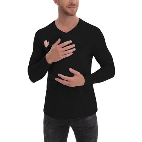 Kangaroo Shirt for Dad and Baby, V-Neck Long Sleeve T-Shirt, Grey, Male, Baby Boys, Modern, Loose Fit