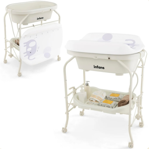 INFANS 2 in 1 Baby Changing Table with Bath Tub Unit, Folding Diaper D – Infansbaby