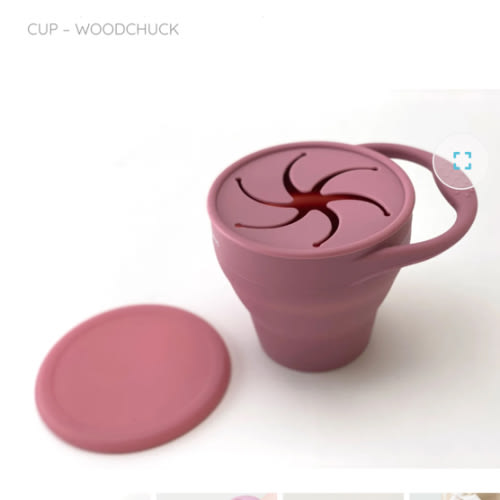 Collapsable Silicone Snack Cup – Woodchuck - otterlove by Platinum Pure | Premium Platinum Silicone Products for Babies & Toddlers