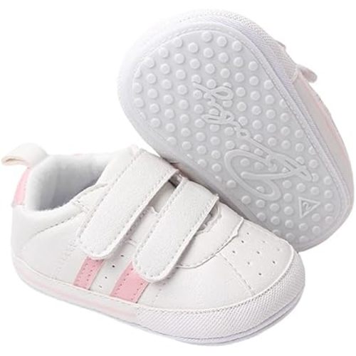 Baby Boys Girls Leather PRE-Walking Sneakers Toddler Anti-Slip Rubber Sole Infant Lightweight First Step Shoes