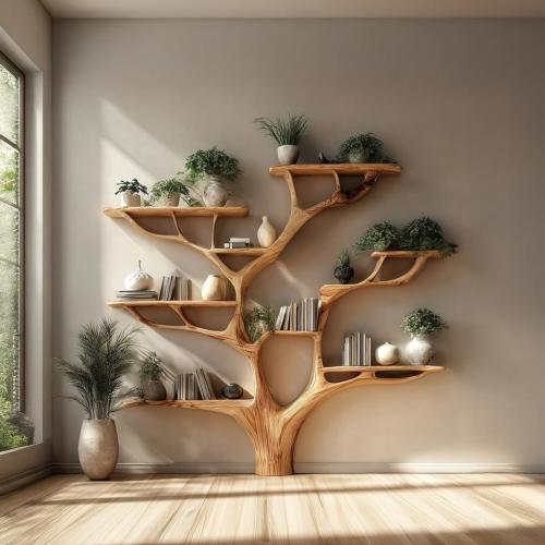 Solid Driftwood Wall bookshelf Tree Branch Bookshelf Farmhouse Rustic Wooden Floating Shelf Nursery Kids Room Decor