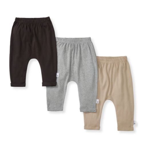 Solid Organic Cotton Baby Pants 3 Pack Ash