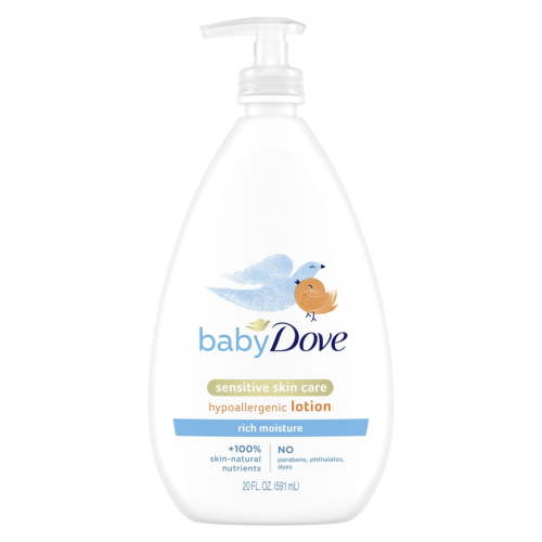 Baby Dove Hypoallergenic Body Lotion for Sensitive Skin, Rich Moisture Nourishment, 20 oz
