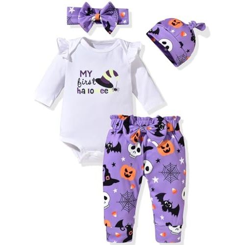 fioukiay Baby Girls Clothes Infant Romper Bodysuit Pants Set with Headband