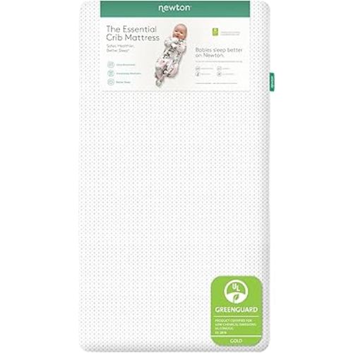 Newton Baby Essential Crib Mattress - Safe, Ultra-Breathable & Machine Washable Infant Crib Mattress, Removable Cover, Thick Cushion - White
