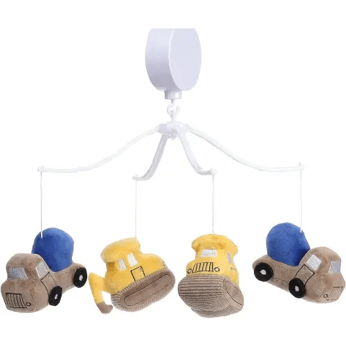 Bedtime Originals Construction Zone Musical Baby Crib Mobile Soother Toy- Trucks