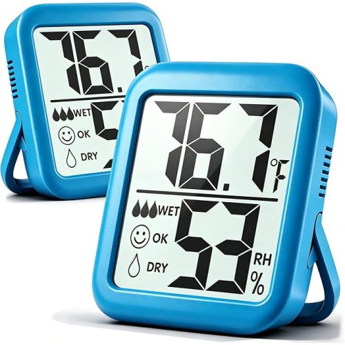 Antonki 2 Pack Room Thermometer for Home, Hygrometer Indoor Humidity Meter Gauge, Digital Temperature and Humidity Monitor Sensor for House, Terrarium, Incubator, Greenhouse - Battery Included
