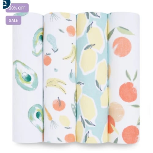 Fruit Print Cotton Muslin Swaddle 4pk | aden + anais