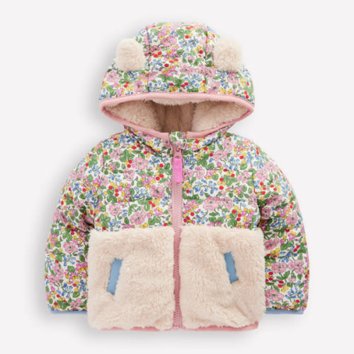 Mixed Borg Jacket-Ivory Berry Floral | Boden UK